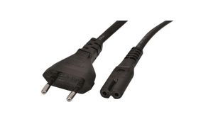 AC-strömkabel, Euro typ C (CEE 7/17)-kontakt - IEC 60320 C7, 1.8m, Svart